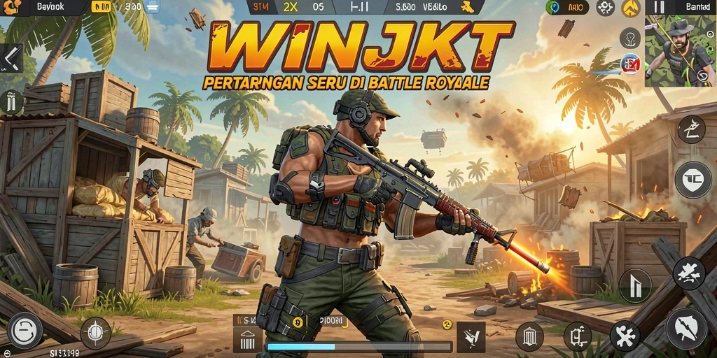 Screenshot gameplay WINJKT dengan aksi seru Battle Royale.